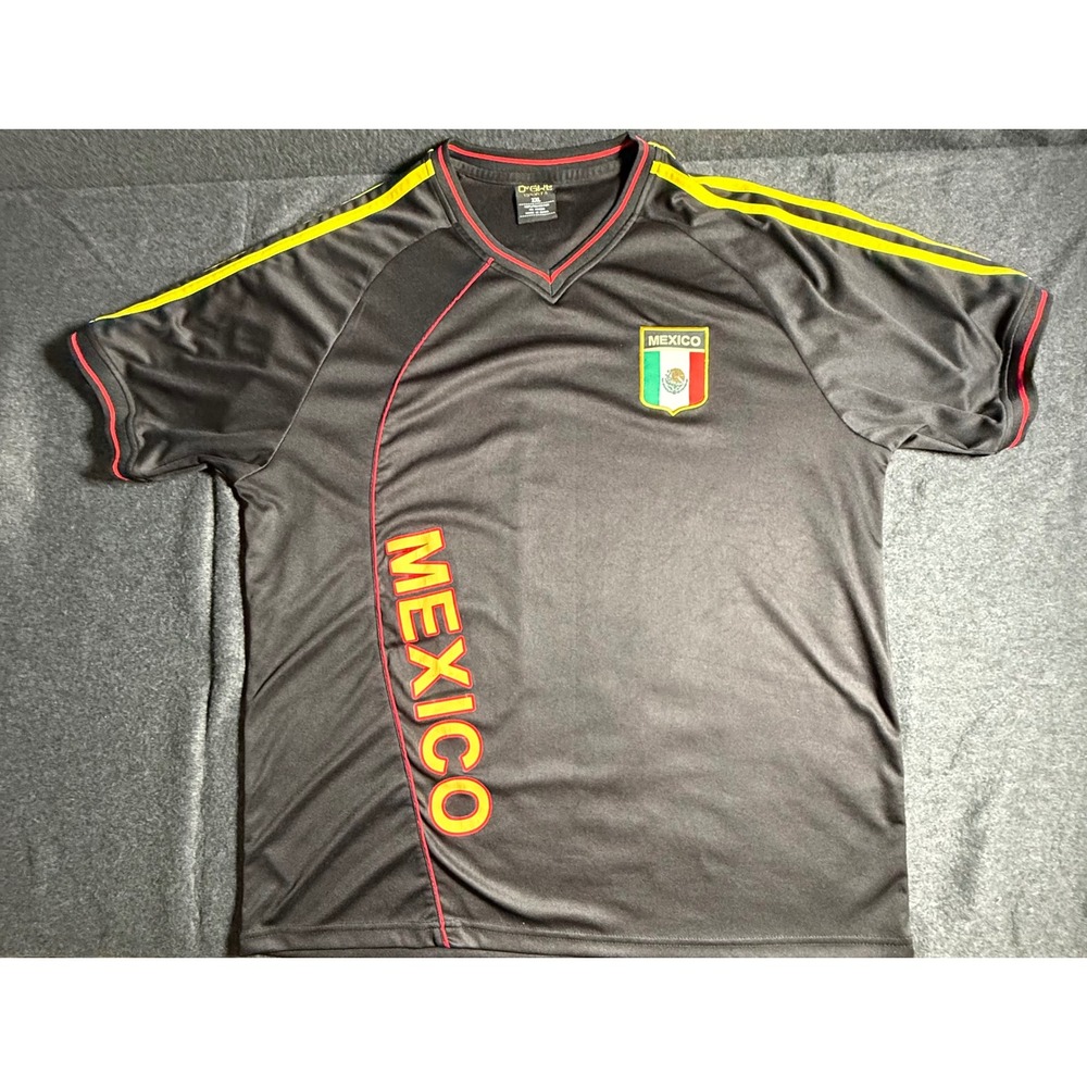 D'GRe Sports Mexico Soccer Jersey Black Red Yellow Mens XXL National Team Shirt